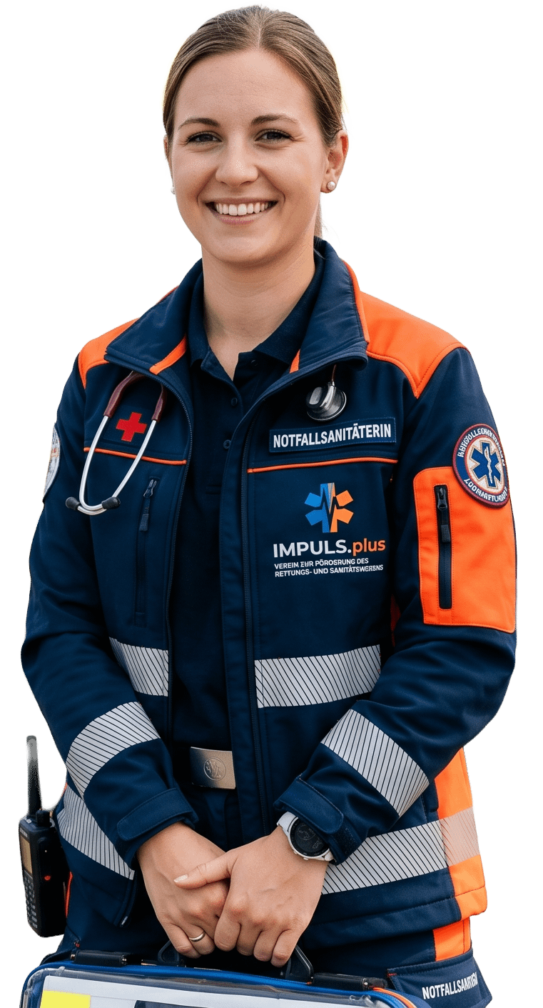 Ein KI-generiertes Bild einer Notfallsanitäterin in Uniform.